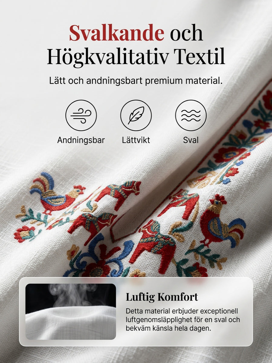 Dams blus i vintagestil, inspirerad av den svenska midsommartraditionen, i bomull och linntyg