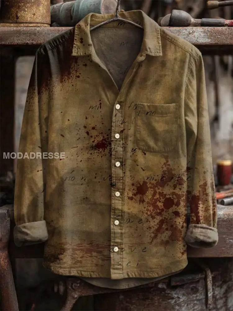 Ansträngd rost Print Långärm skjorta som bild / S