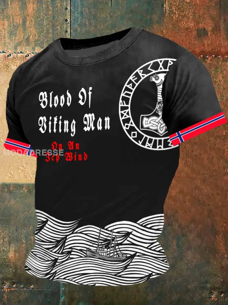 Blod fra vikingemenn trykk på korte ermet S