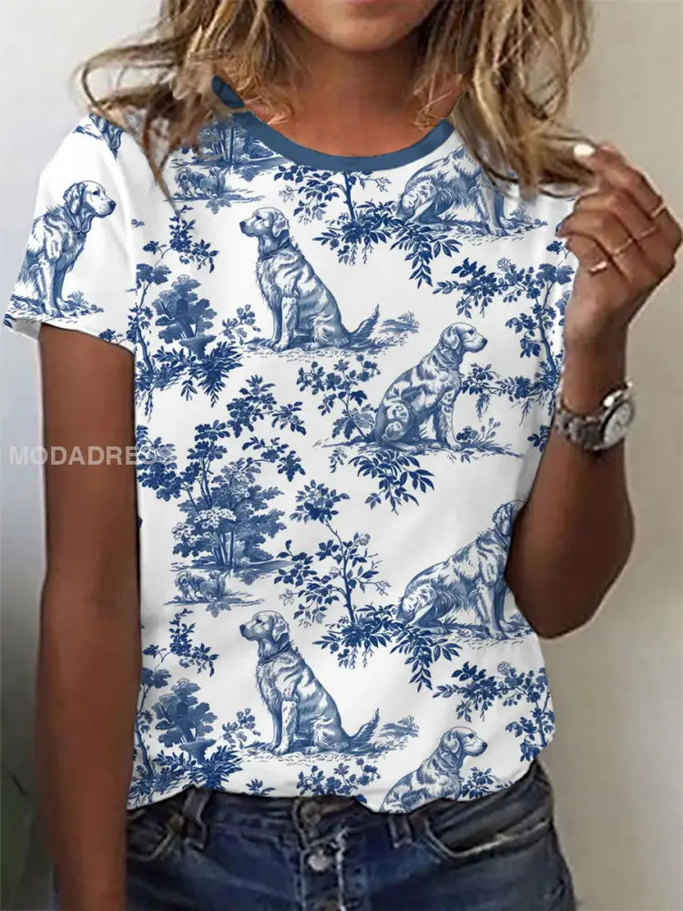 Damers Golden Retriever T-shirts blå / S