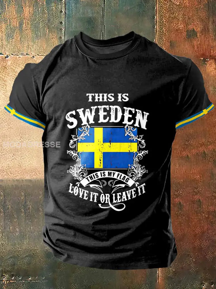 Detta är Sverige Print Vintage Mode Kort ärm T-shirt S