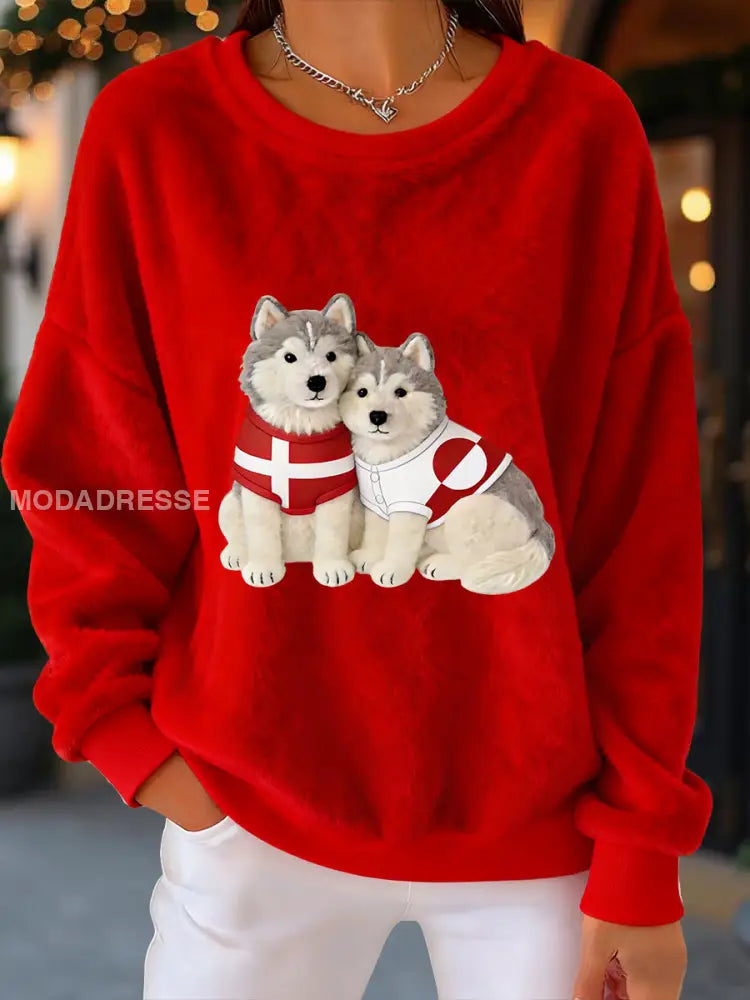 Grønlands hunde Flannel Sweatshirt rød / S