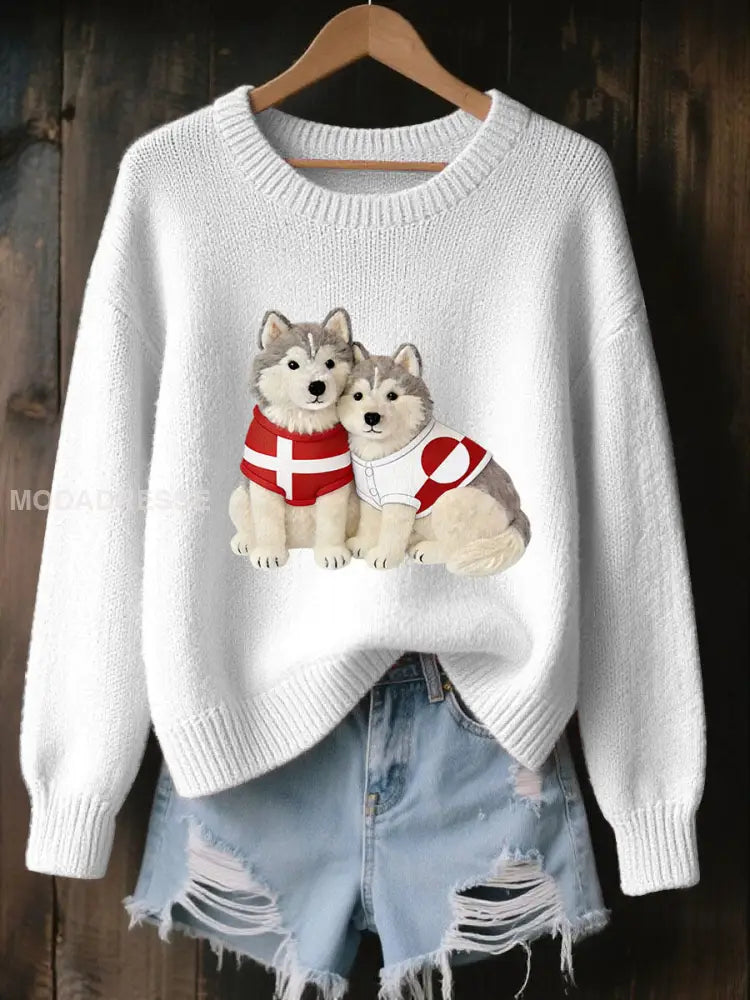 Grønlands hunde sweater til kvinder hvid / S