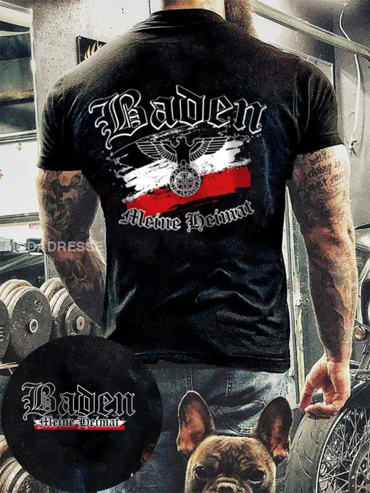 Herrens Baden Meine Heimat tryckt kort ärm T-shirt svart / S
