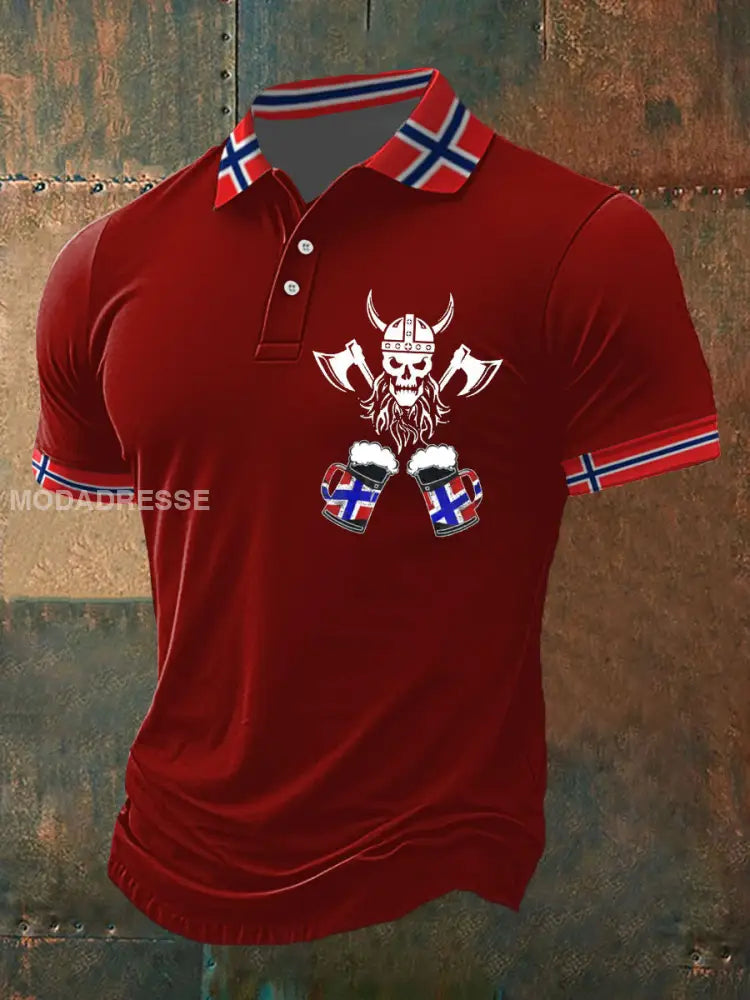 Herrens Øl Polo-skjorte raud / S