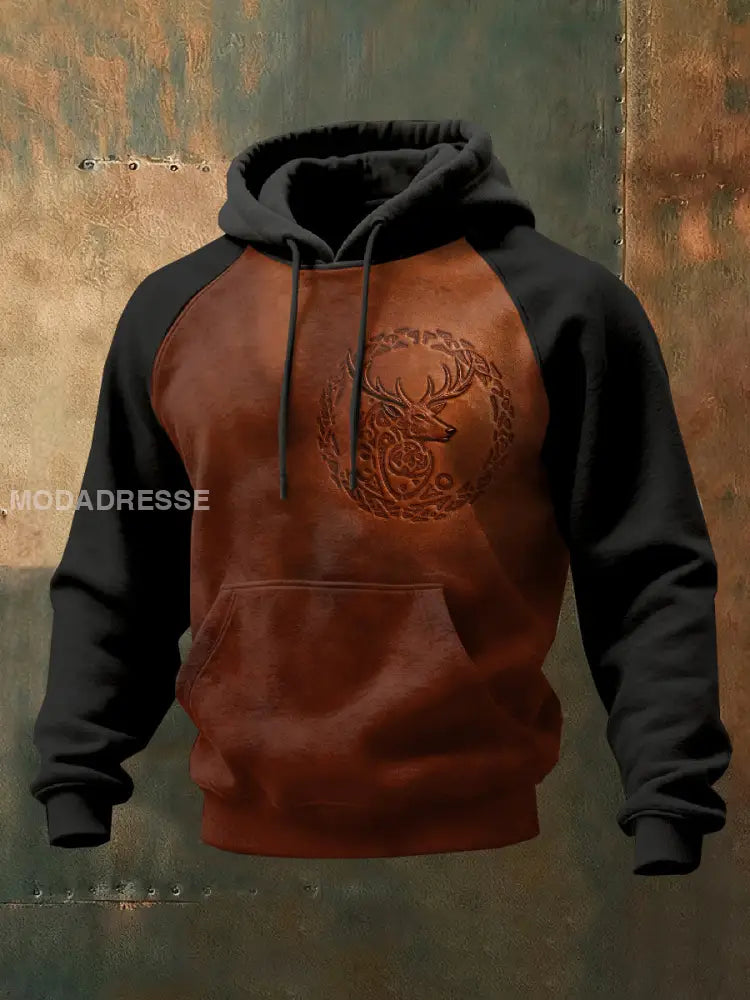 Herrens Retro Viking Style Casual Hooded Sweatshirt som bild / S