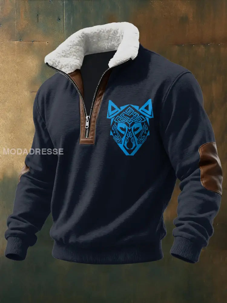 Herrens Retro Viking Style Casual Sweatshirt som bild / S