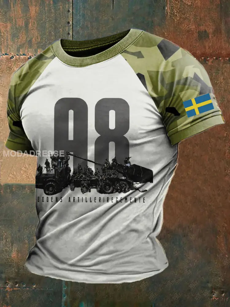 Herrens svenska armé T-shirt kränk-vitt / S