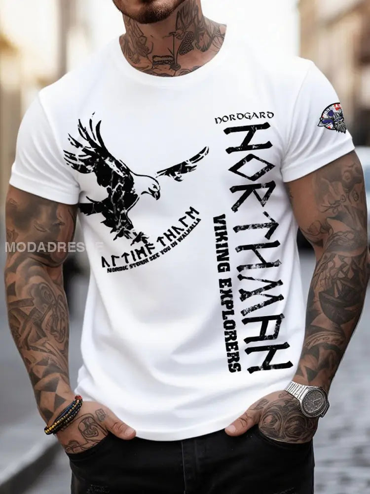 Herrens Viking Eagle T-shirts vitt / S