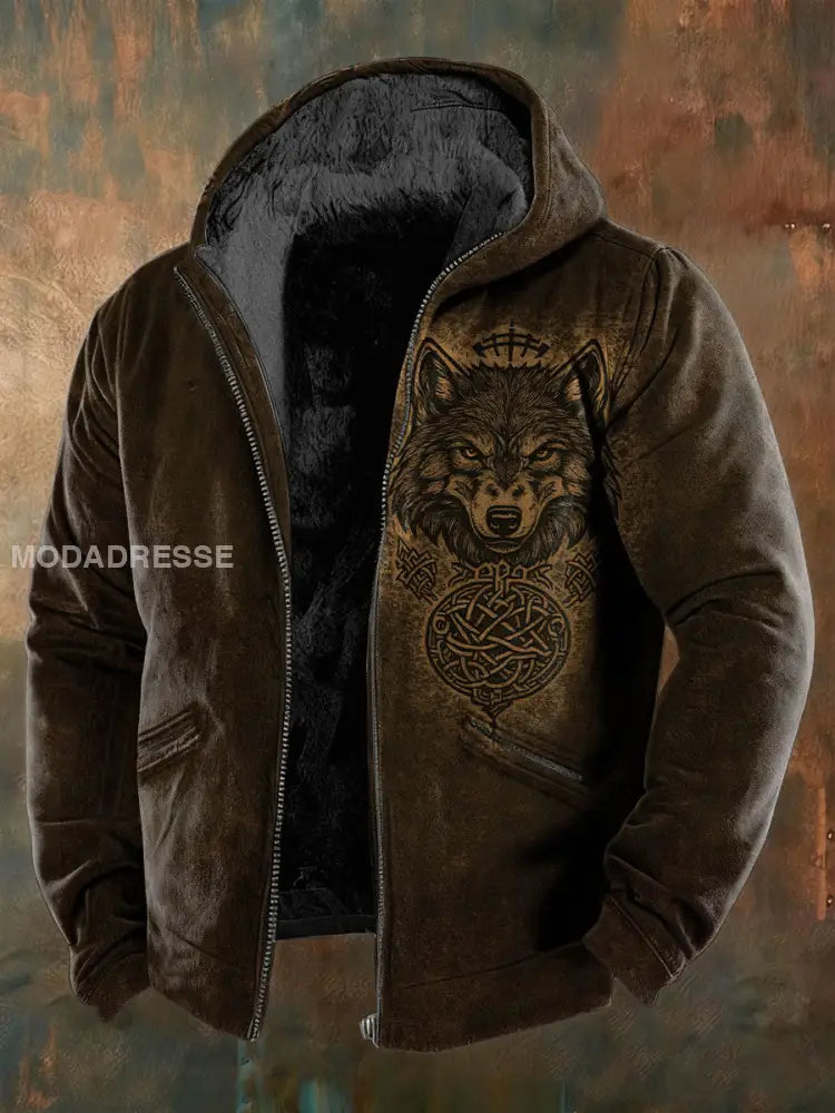 Herrens Viking Wolf Fleece Jacka mörkt kaffe / S