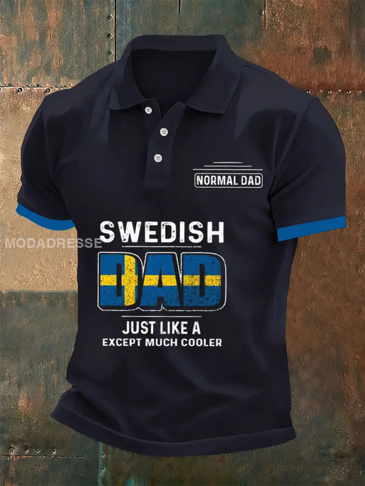 Herrens Vintage Svenska Casual minne Polo tröj A / S
