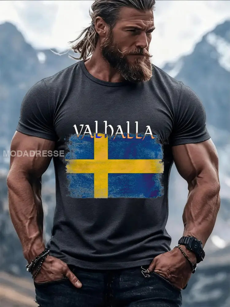 Herrens Vintage Svenska Minnes-T-shirt A / S