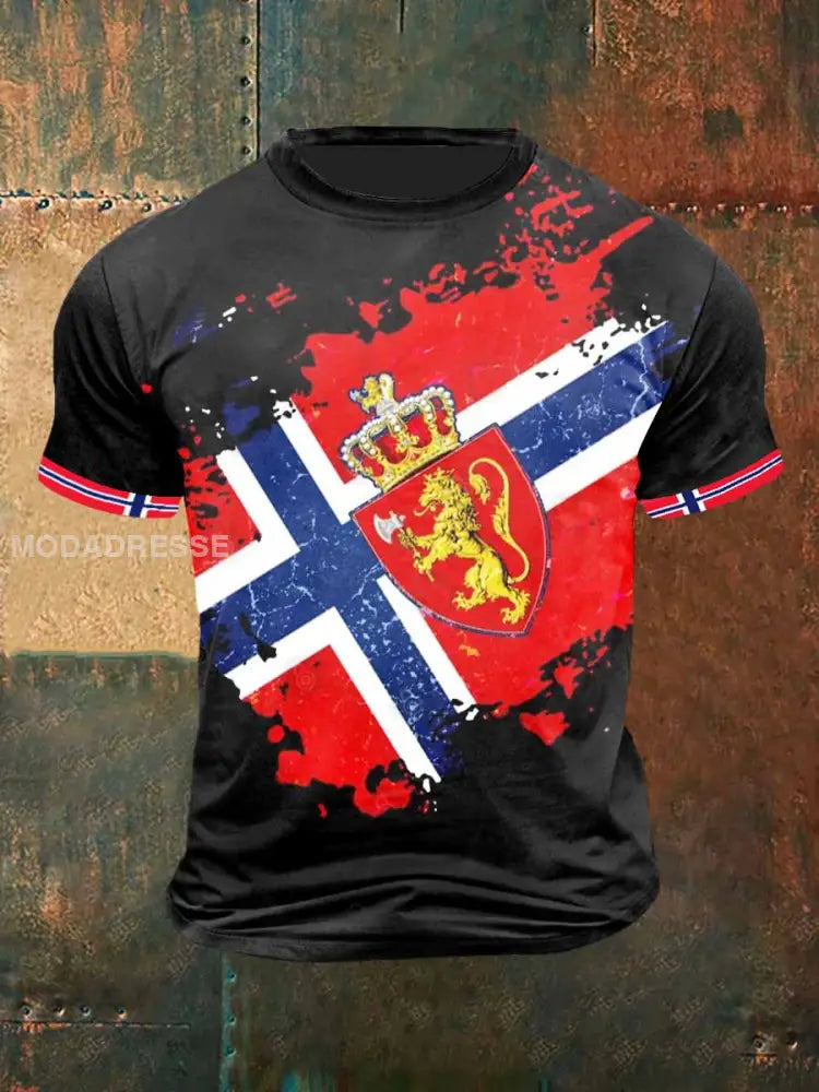 Kart for herrens Norge Skriv ut korte erme-t-shirt S