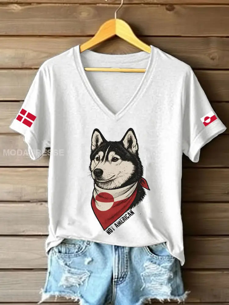 Kvinder Grønland Hund T-shirt hvid / S