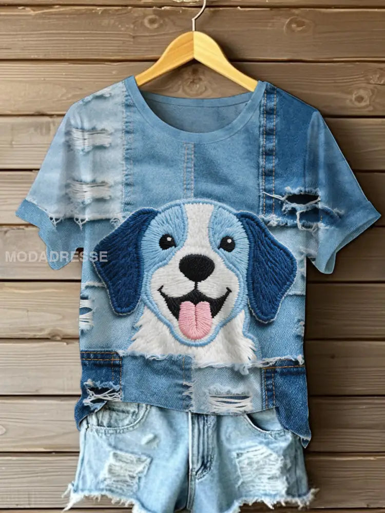 Kvinnor Denim valp-tröja blå / S