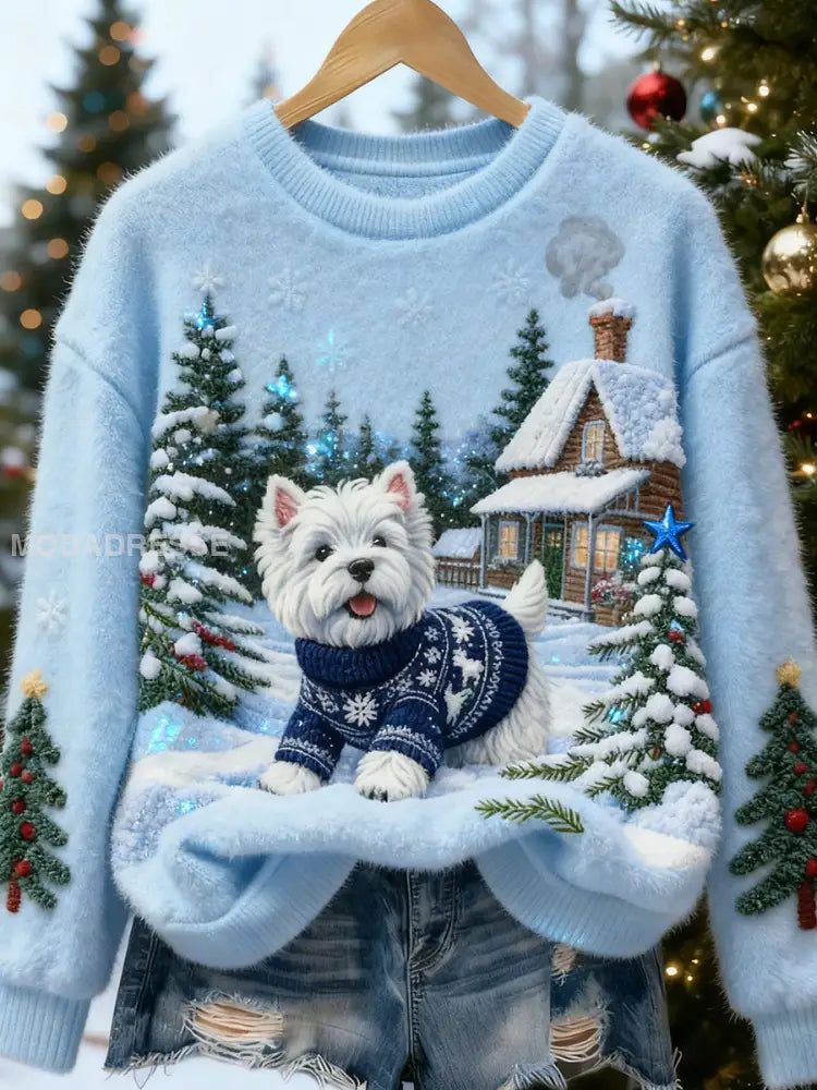 Kvinnor Retro djur jul konst Skriv ut Casual Flannel Topp A / S