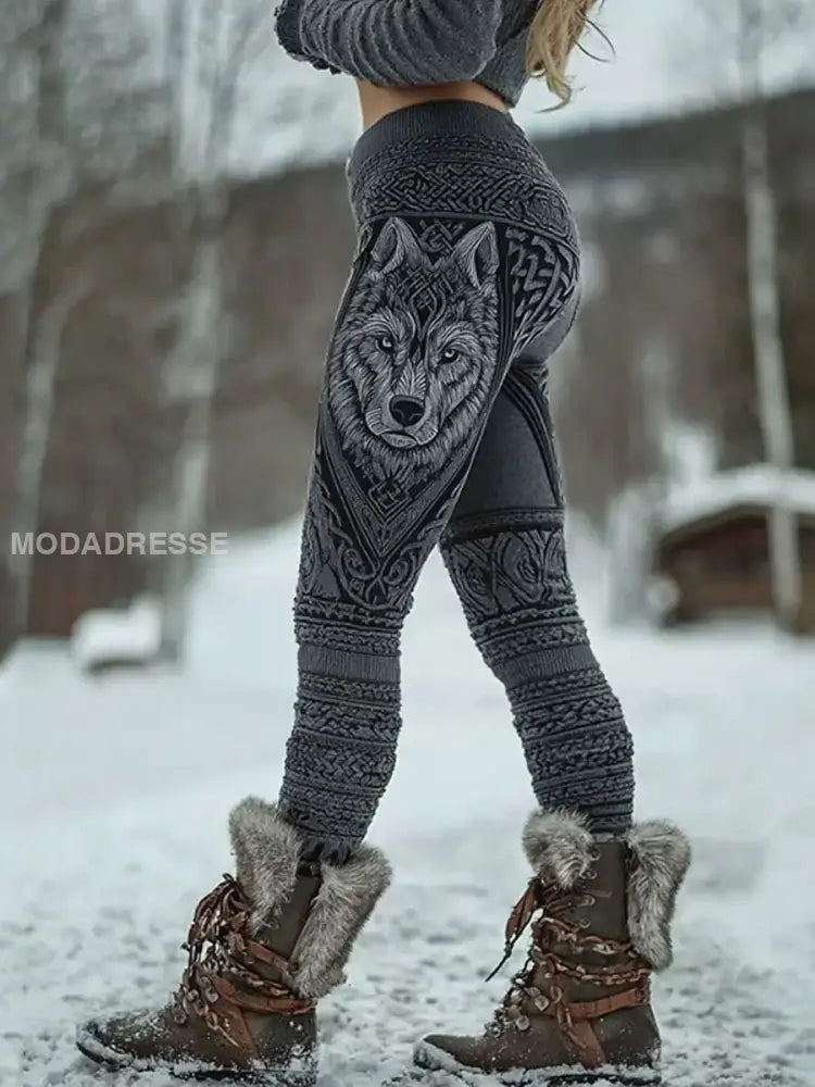 Kvinnor Viking sammets leggings mörk grå / S