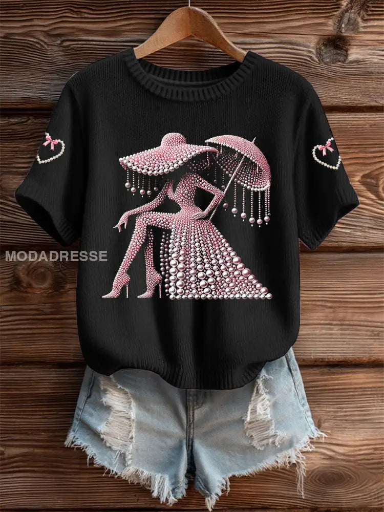 Kvinnors bröstcancer medvetenhet kortärmad T-shirt svart / S