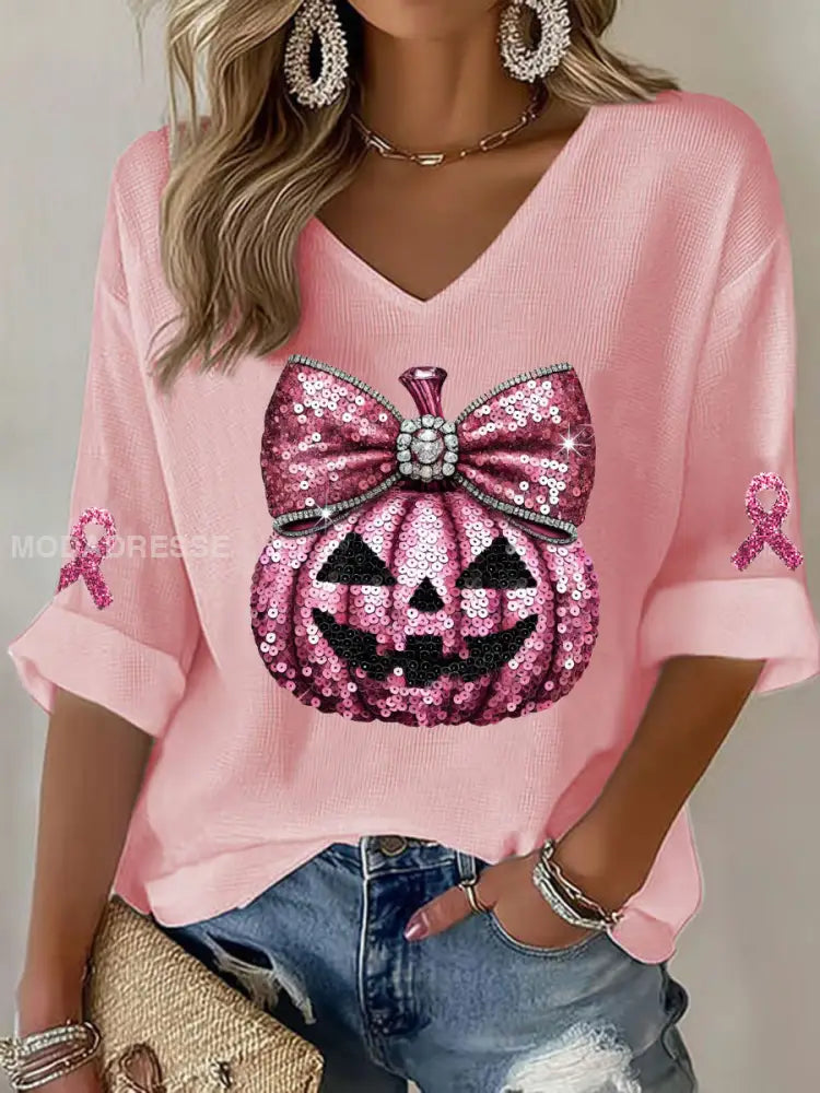 Kvinnors bröstcancer medvetenhet Pink Oktober Våffle T shirt runk / S