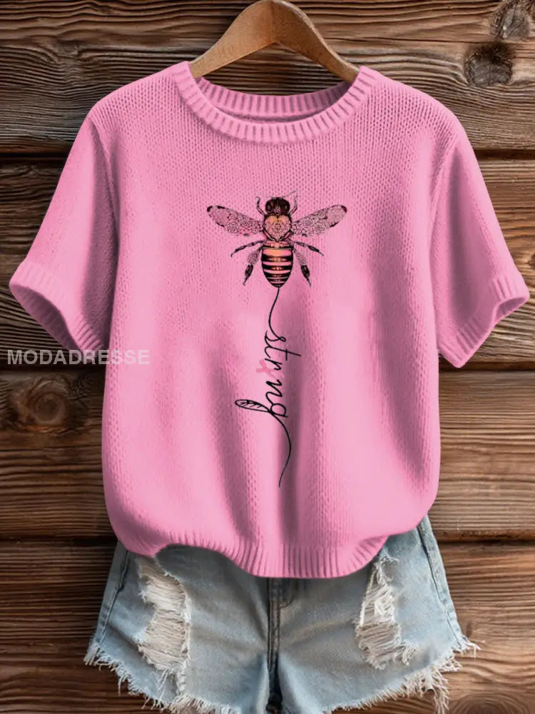 Kvinnors bröstcancer medvetenhet Stark Knit Topp runk / S