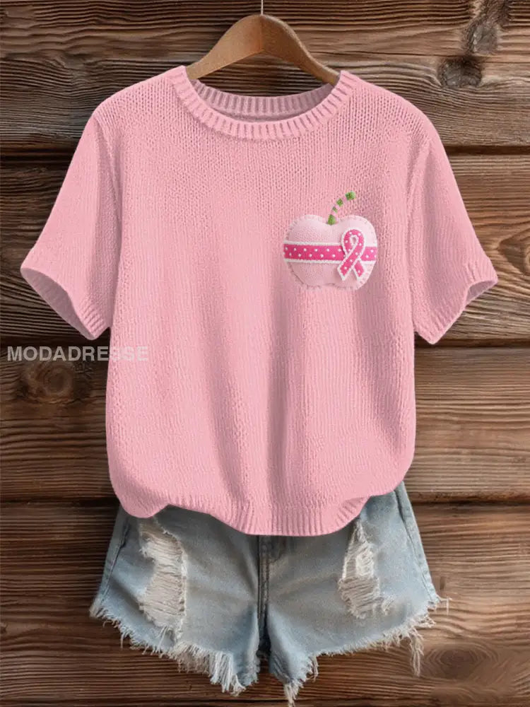 Kvinnors bröstcancer rosa mysiga sticka tröjar runk / S