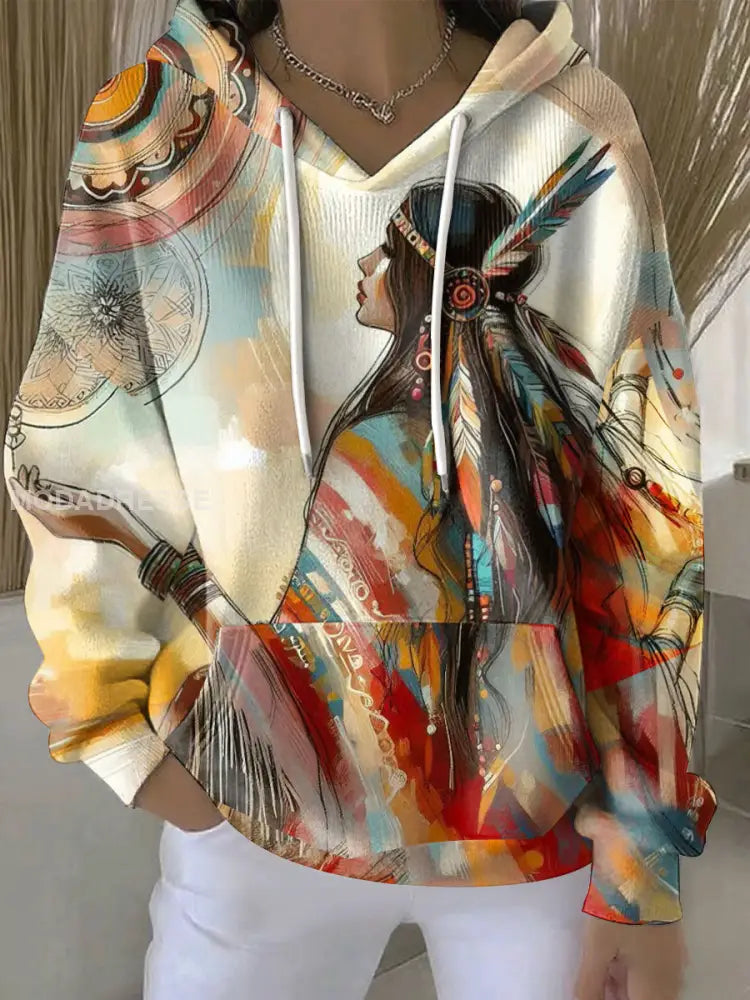 Kvinnors inhemska konst Print Hoodies som bild / S