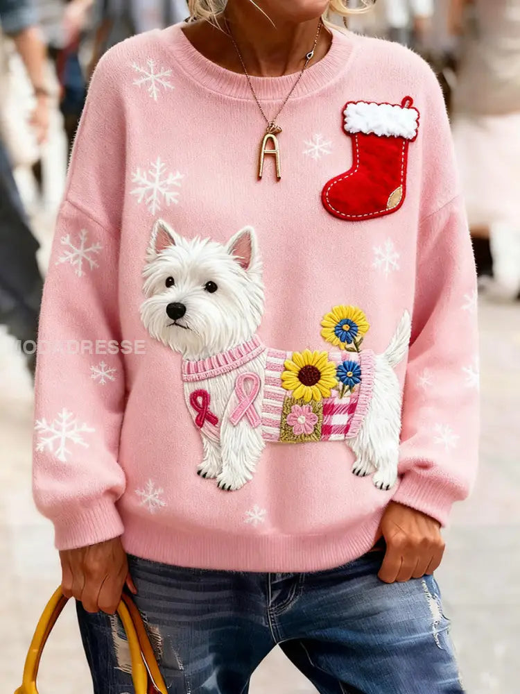 Kvinnors jul bröstcancer Hung Flannel Sweatshirts runk / S