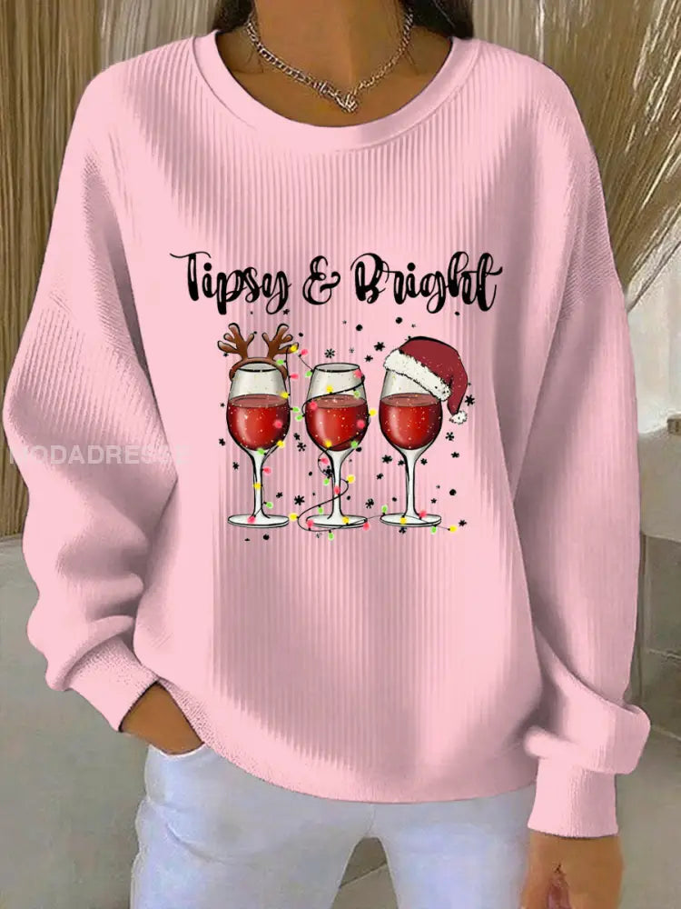 Kvinnors jul Print Casual Sweatshirt runk / S