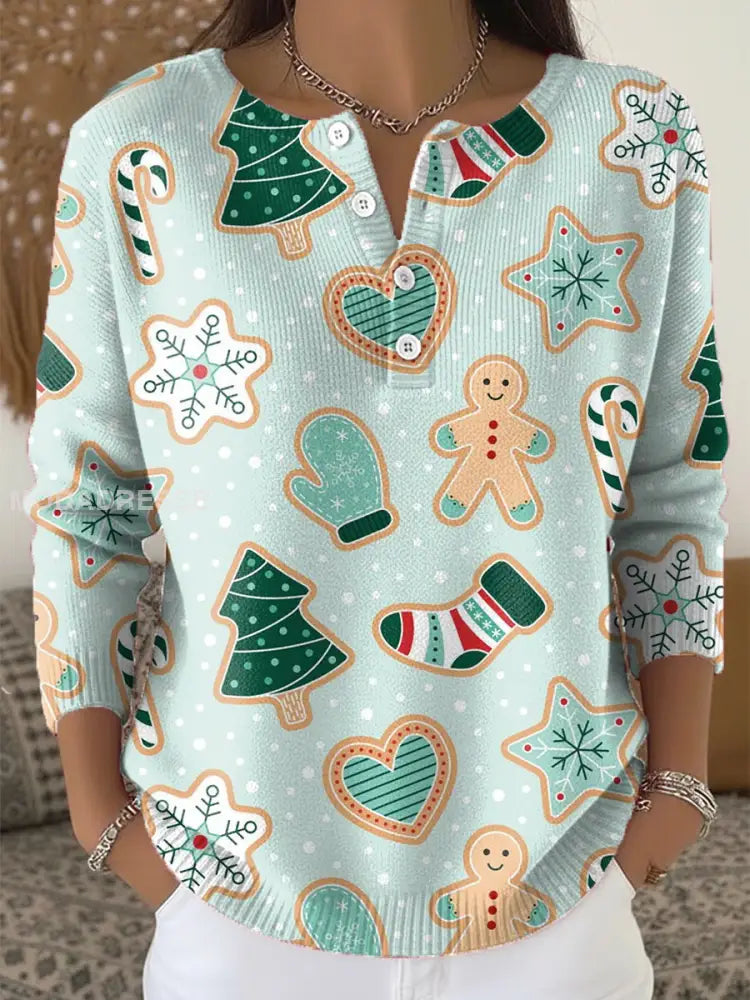 Kvinnors jul Print Casual Topp som bild / S