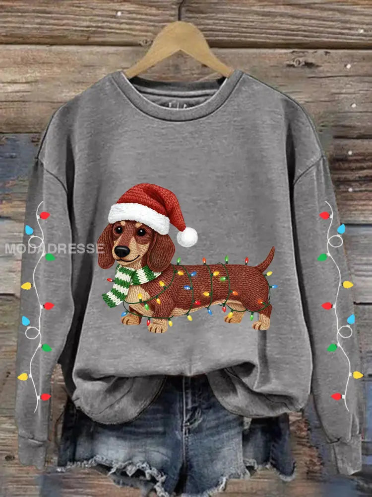 Kvinnors julljus Dachhun Skriv ut Casual Sweatshirt ljusgrå. / S