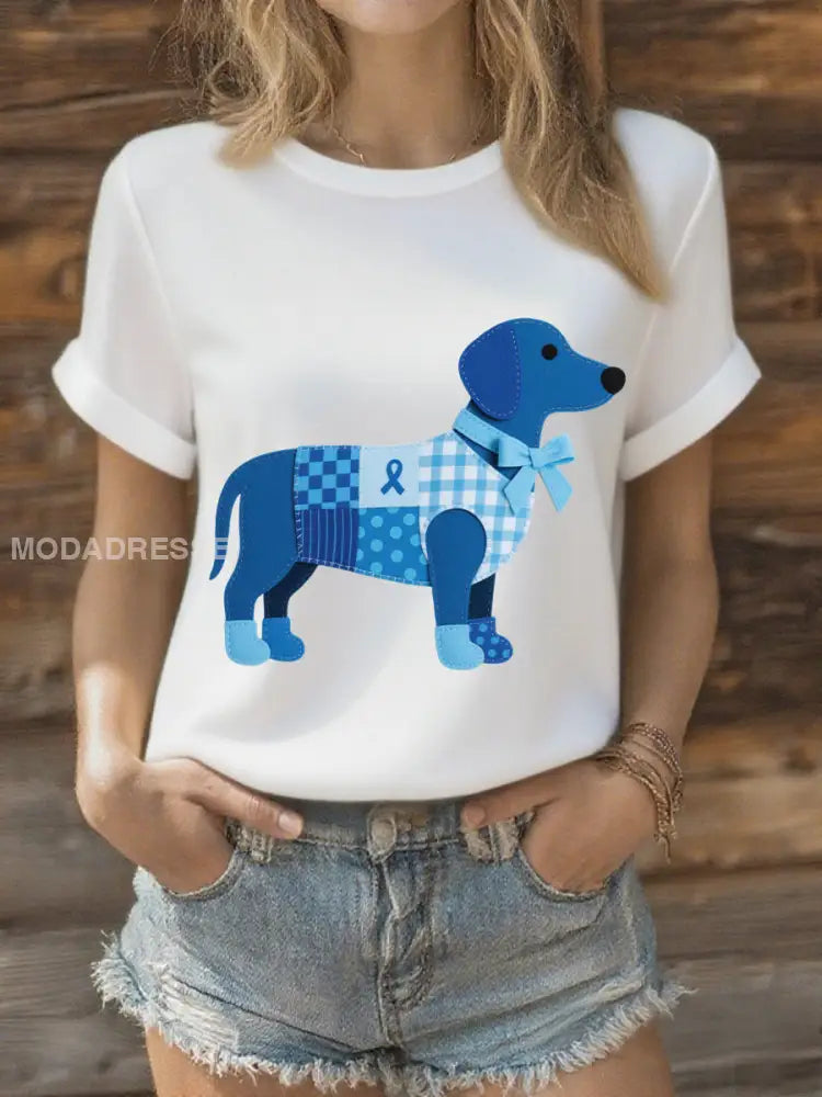 Kvinnors prostatacancer Spädhund T shirts vitt / S