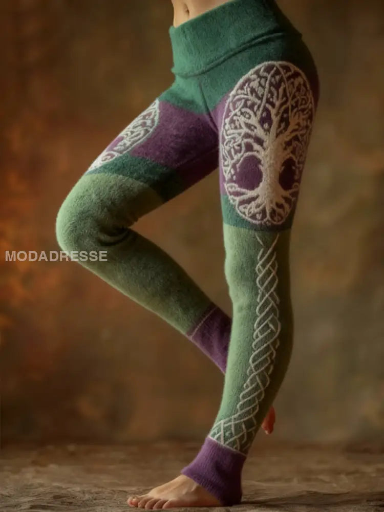 Kvinnors Retro Liv av träd keltisk knut gradient Leggings mörkt / S
