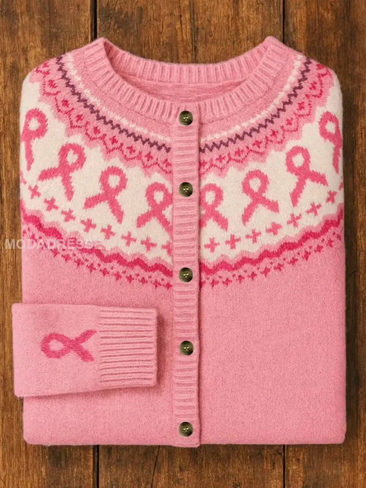 Kvinnors rosa band Floral Print Casual Cardigan runk / S