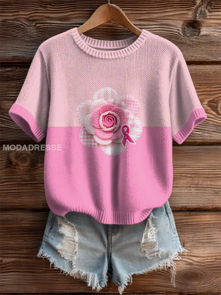 Kvinnors rosa bröstcancer medvetenhet Rose T shirt runk / S