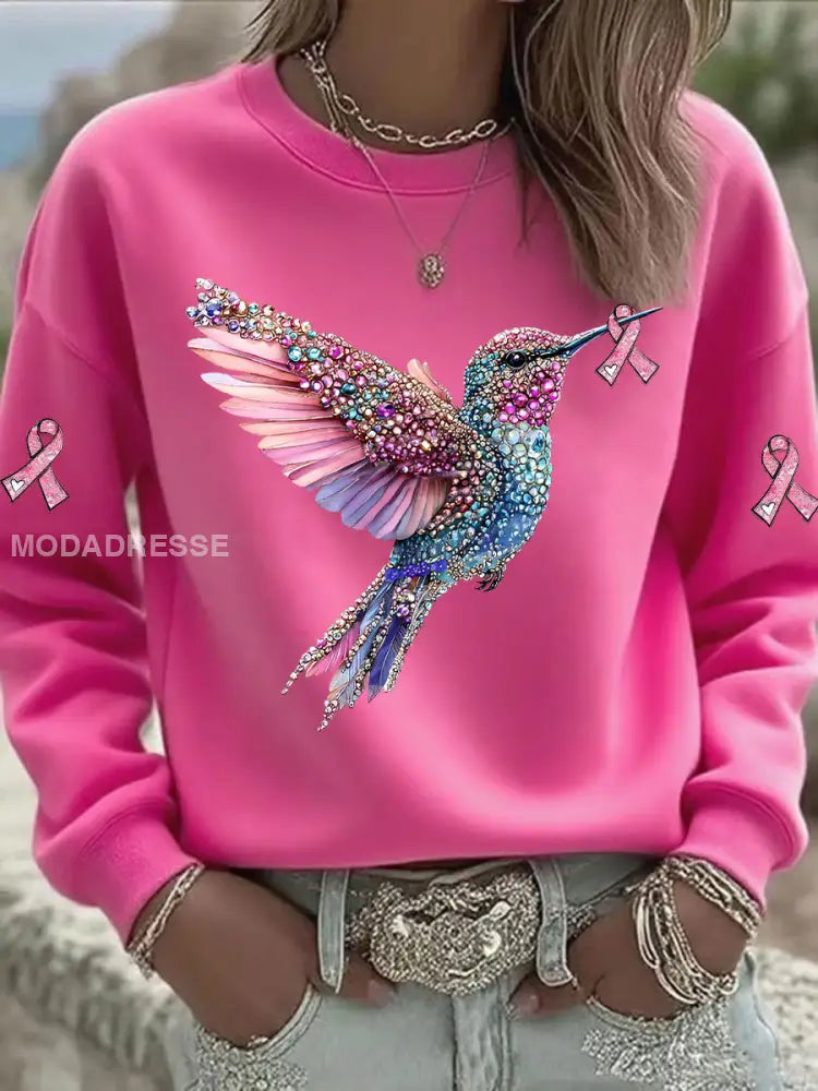 Kvinnors rosa kolibri tryckt tryckt rosröd / S