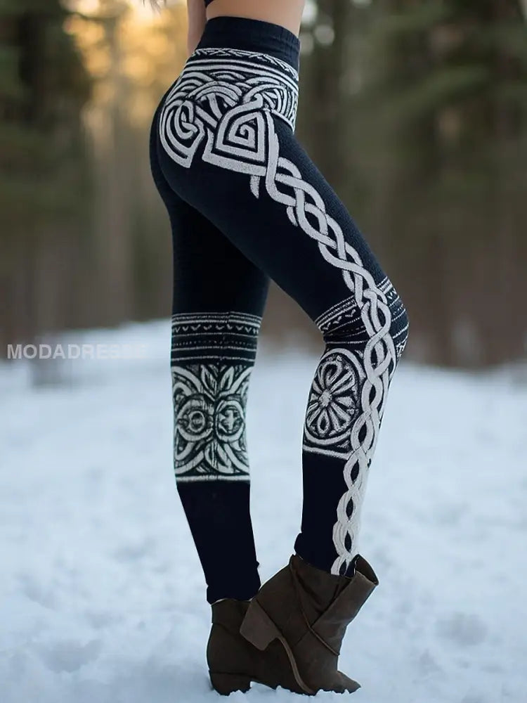 Kvinnors viking stil Leggings svart / S
