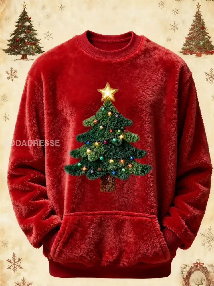 Kvinnors Vintage Jul Print Sweatshirt röd / S