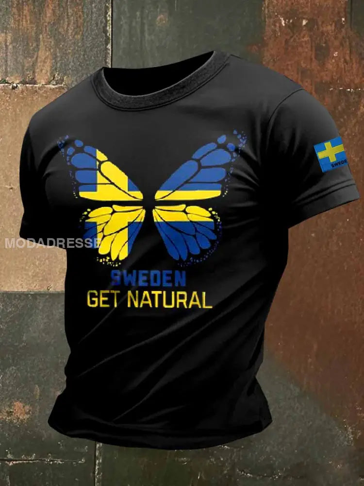 Män Retro Svenska Illustration Tryckt Casual T-shirt som bild / S