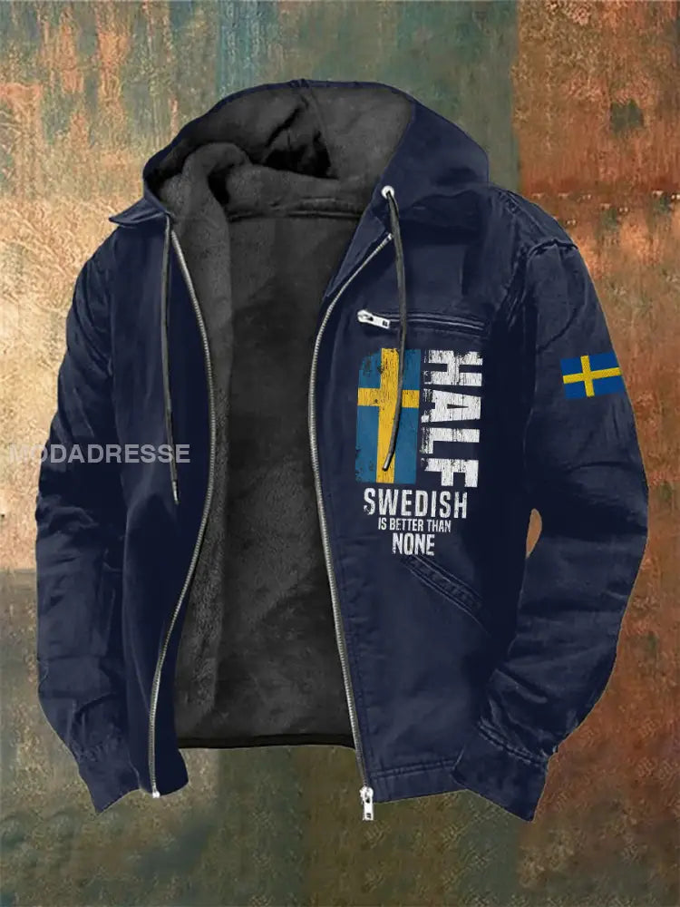 Män svenska tryck hatt långärmad jacka jacka blå sjöfart / S