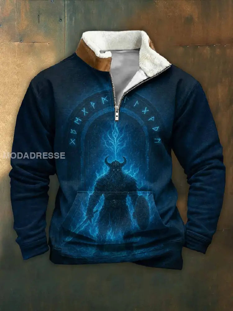 Män Vintage Viking tryck Casual Sweatshirt som bild / S