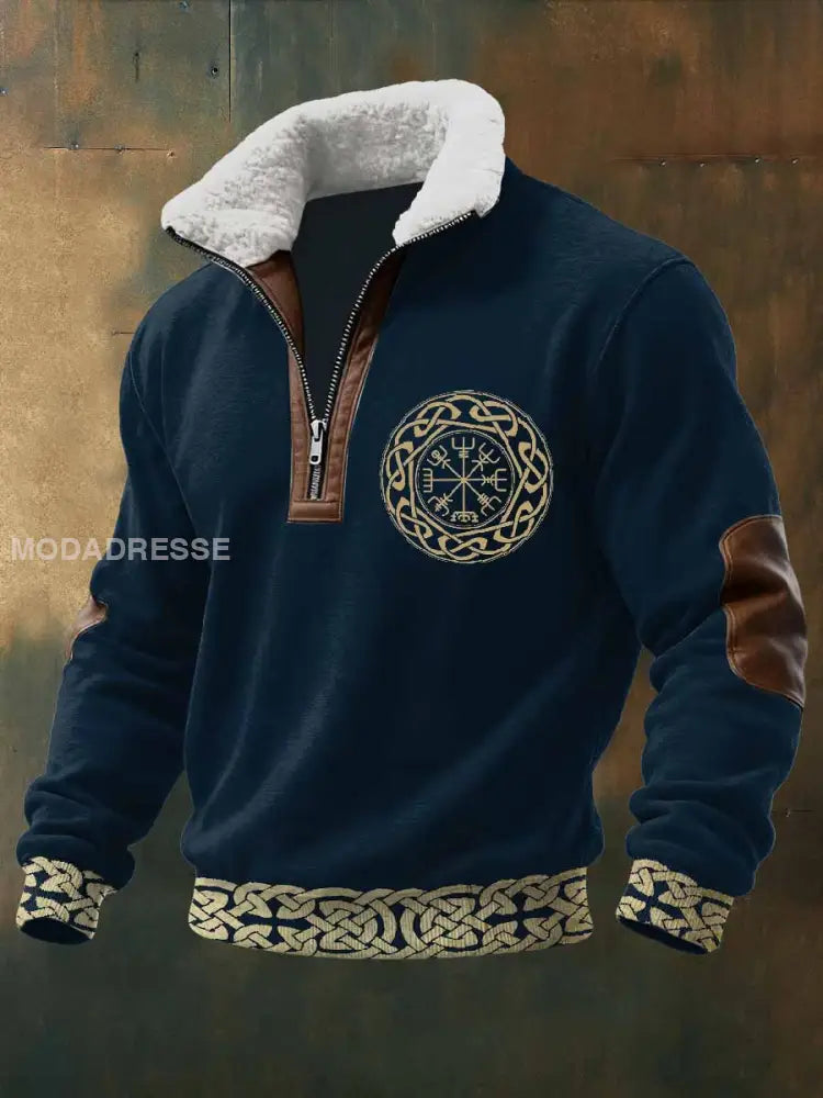 Män Vintage Viking Tryck Casual Sweatshirt som bild / S