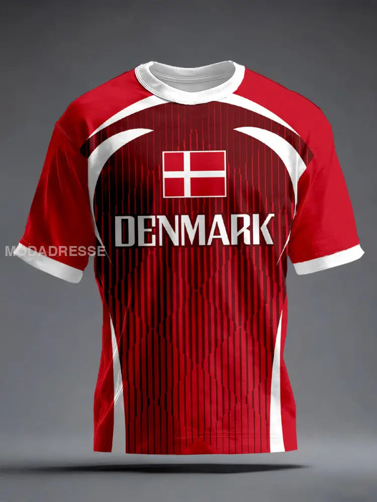 Mænds Danmark inspireret Print Vintage T-shirt rød / S