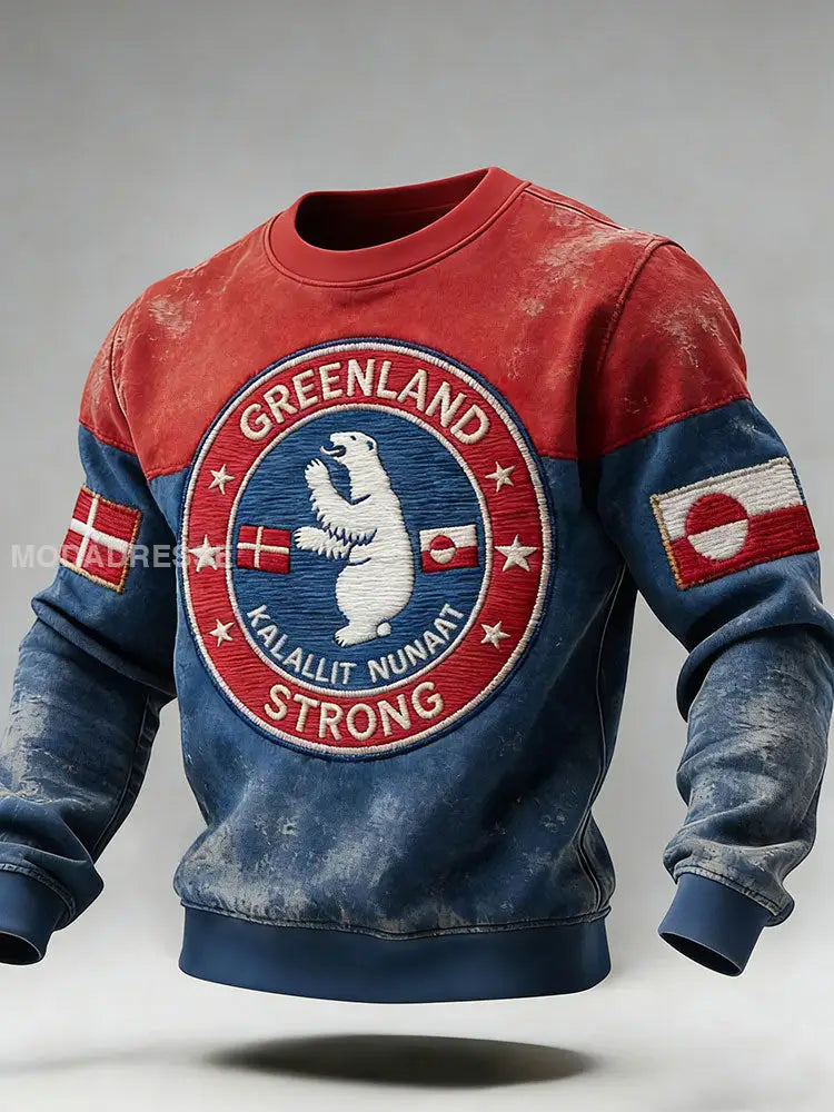 Mænds Grønland Print Casual Sweatshirt rød / S