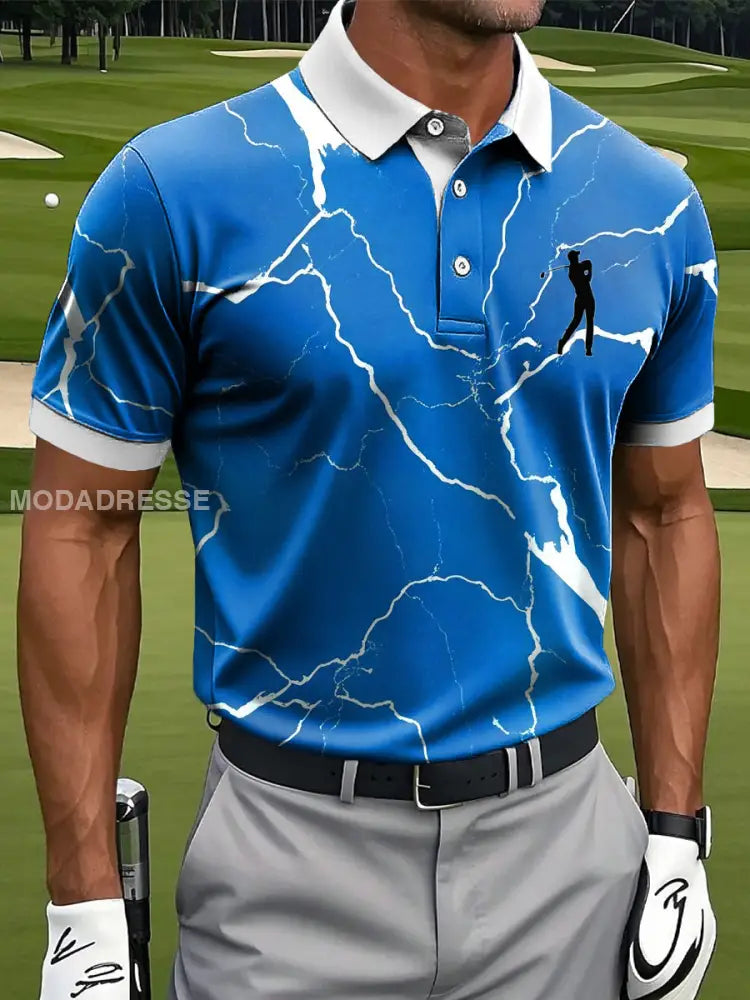 Mäns abstrakt linje Texture Konst Skriv ut Casual Business Polo tröj S