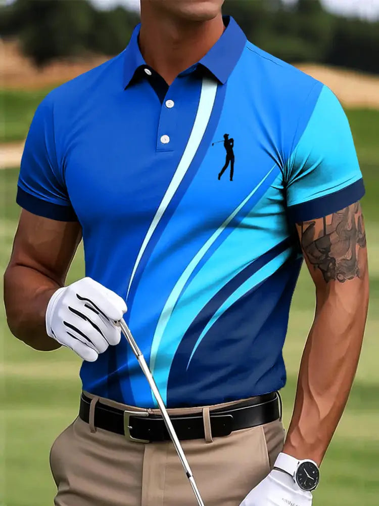 Mäns Golf Abstract Linje Konst Skriv ut Casual Business Polo tröj flerlog / S