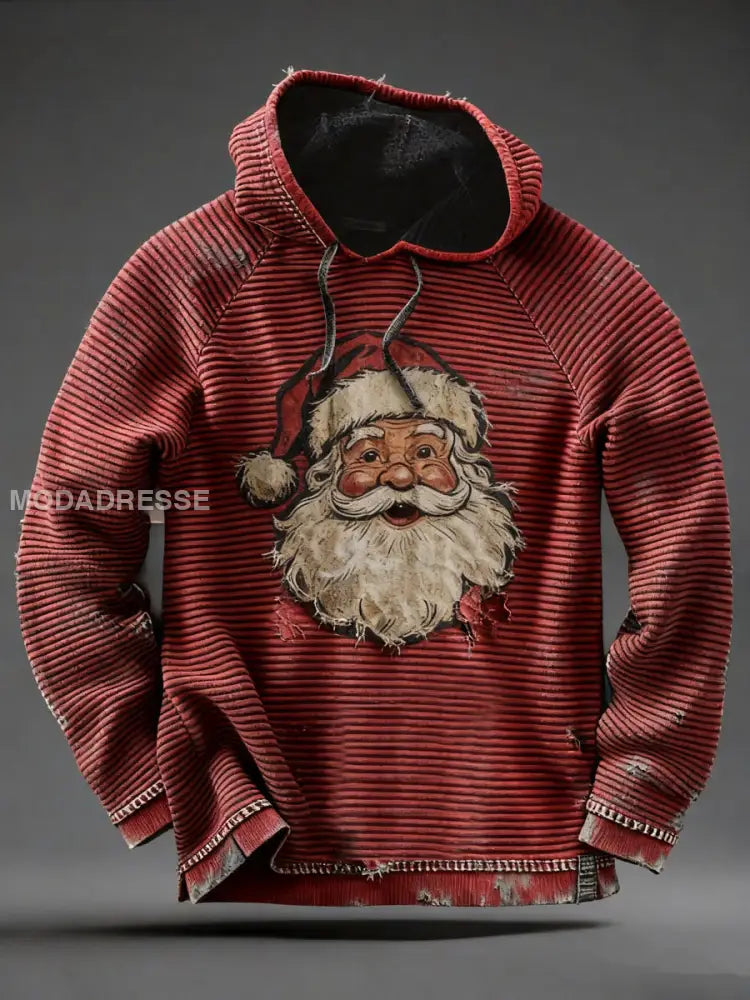 Mäns jultomte Print Casual Hoodie Print röd / S