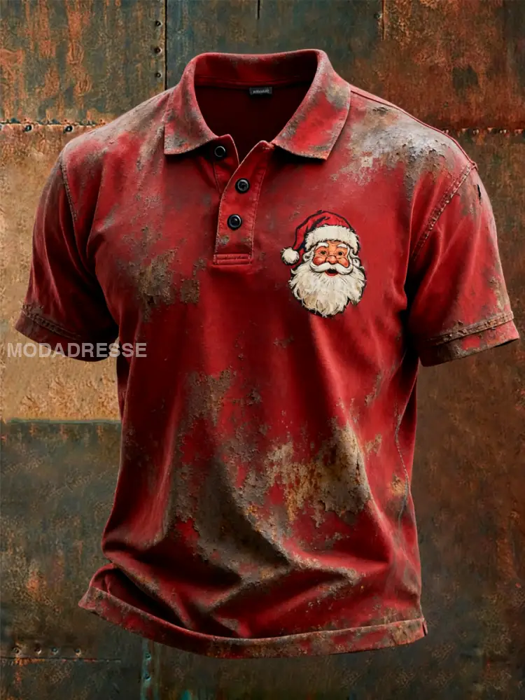 Mäns jultomten tryckt avslappnad topp röd / S