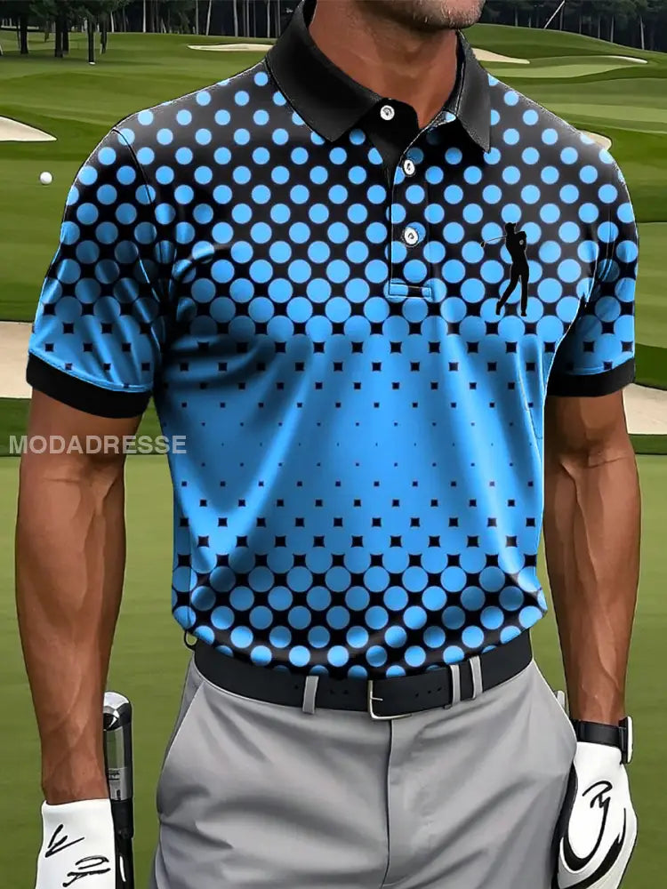 Mäns klassiska gradient Polka Dot Konst Skriv ut Casual Business Polo tröj S