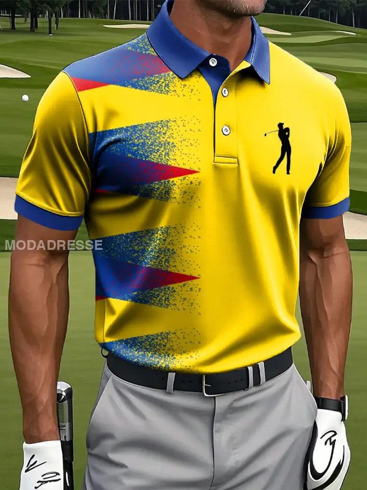 Mäns konst Abstrakt Gradient Geometriska Skriv ut Casual Business Polo tröj S