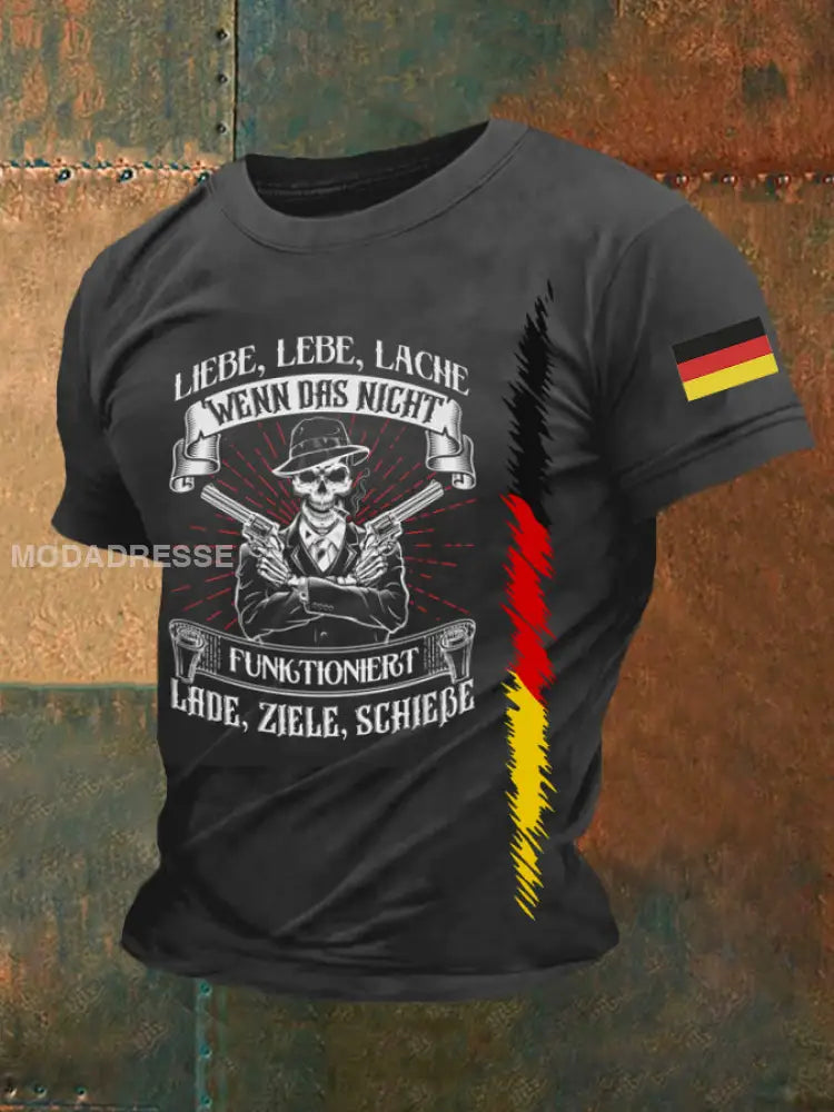 Mäns Liebe Lebe Lache Wenn Das Nicht Funktioniert Lade Ilse schiţie tryckt kort ärm T-shirt svart / S